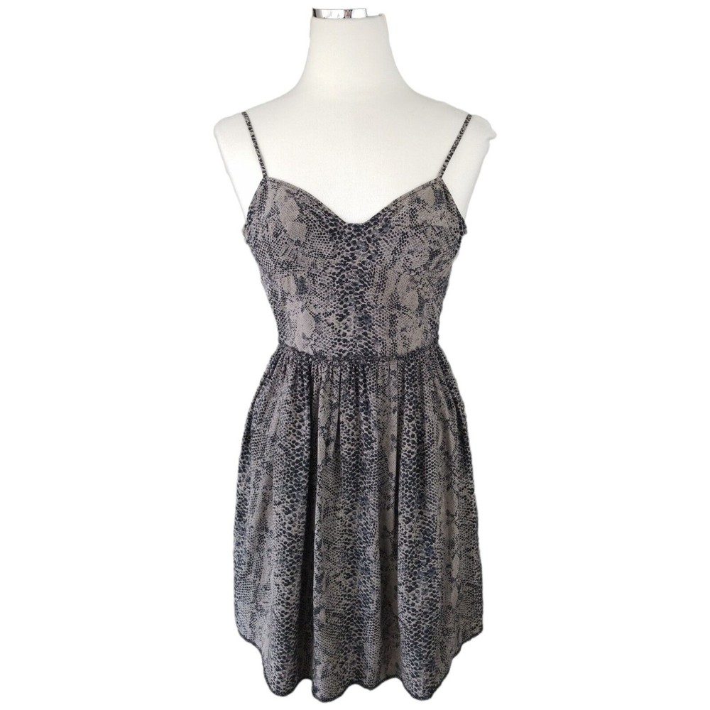 Wilfred Aritzia 100% Silk Snakeskin Mini Dress Size 2 Black Python Print Grunge